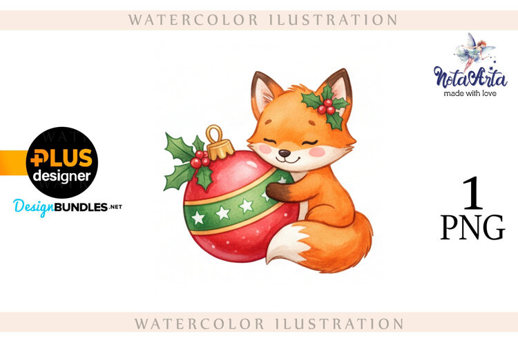 Illustration of a cute Christmas fox example image 1
