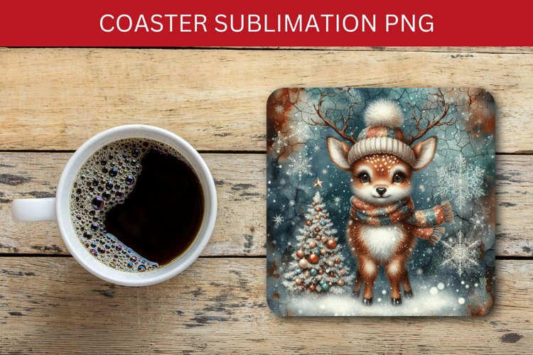 square coaster - christmas reindeers