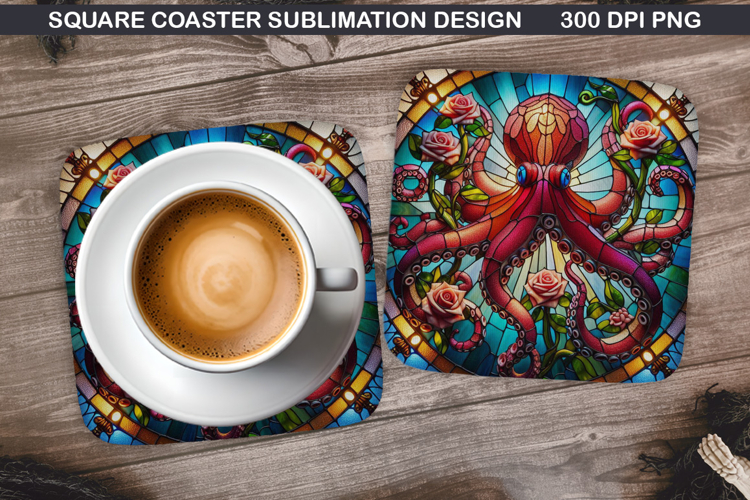 Jellyfish Coaster Sublimation, Valentine Coaster PNG Design