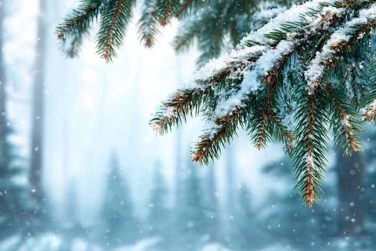 Winter Pine Branch Background Design, Winter Background PNG