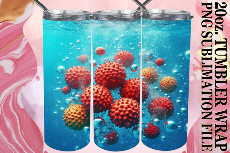 Radiant Mornings 20oz tumbler wrap, 3D Fruits