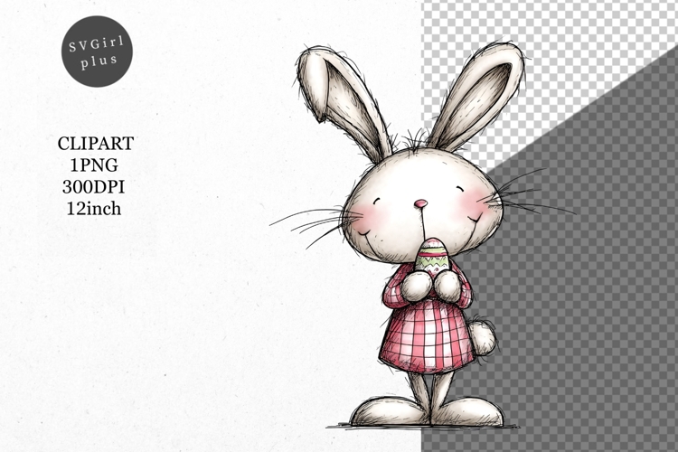 Bunny Clipart, Easter Clipart, Whimsical Clipart,