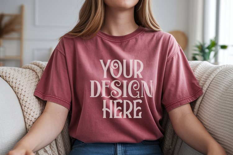 Crimson Comfort Colors 1717 T-shirt Mockups,1717 Mockups
