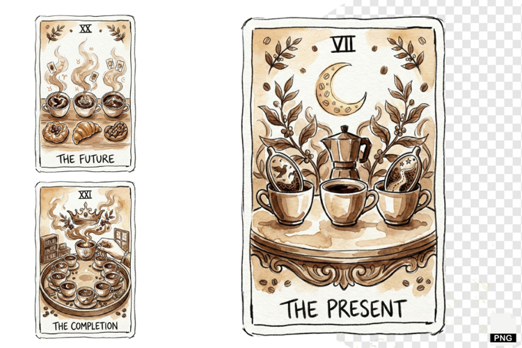 Coffee Time Tarot Cards PNG