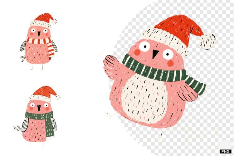 Quirky Christmas Birds PNGs example image 1