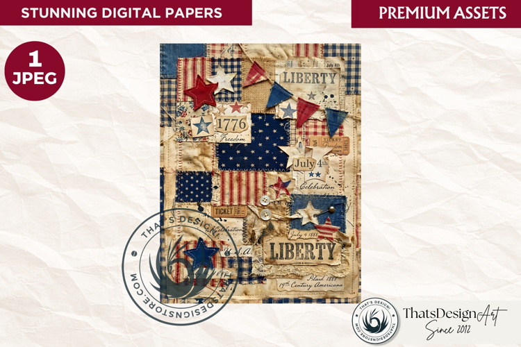 Vintage Patriotic 4th of July Junk Journal digital paper