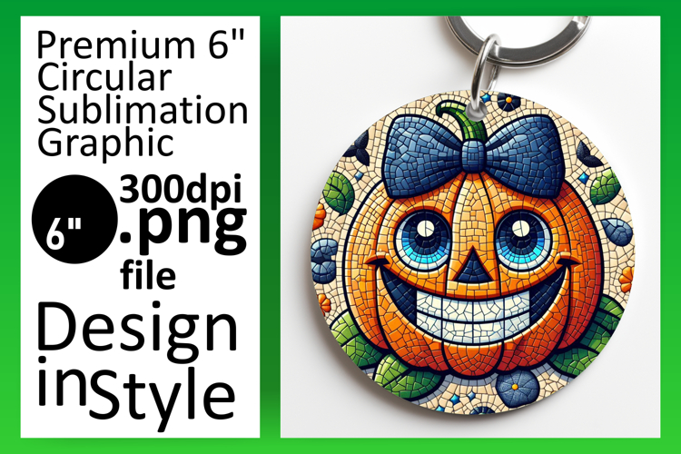 Charming Round Design Keychain Template , Cute Pumpkin example image 1