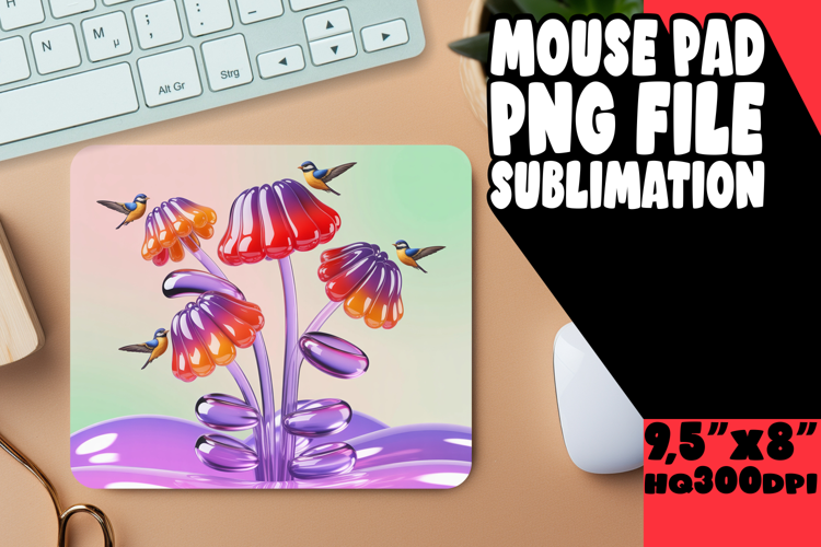 Whimsical Mouse Pad Design Sublimation, Birds