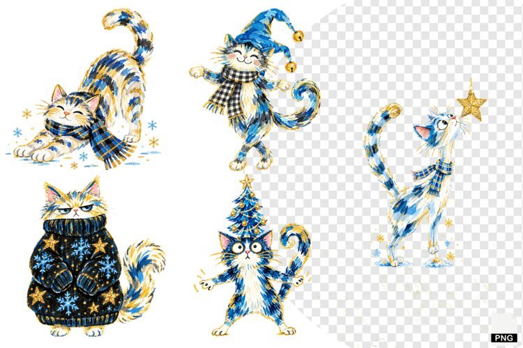 Christmas Cats Clipart example image 1