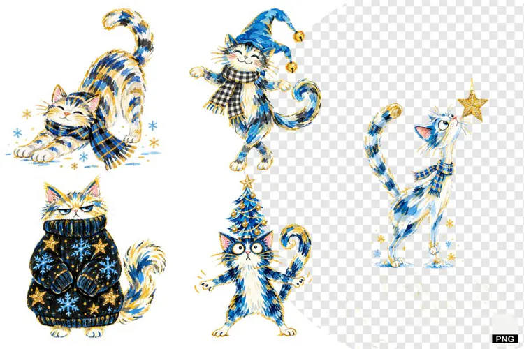 Christmas Cats Clipart