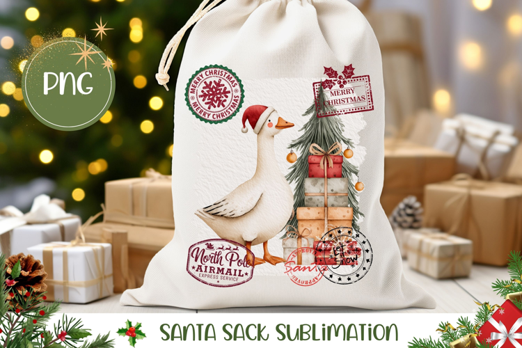 Christmas Goose Santa Sack, Christmas Goose Gift Bag Design