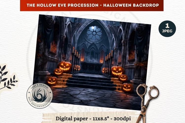Gothic Halloween background - Hollow Eve Procession Backdrop