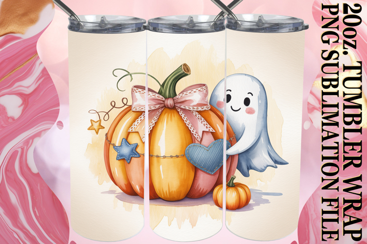 Radiant days 20oz tumbler wrap, Pumpkin Watercolor