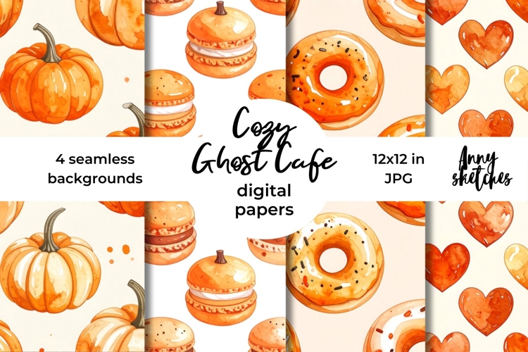 Fall Halloween Backgrounds Ghost Cafe Digtal Papers