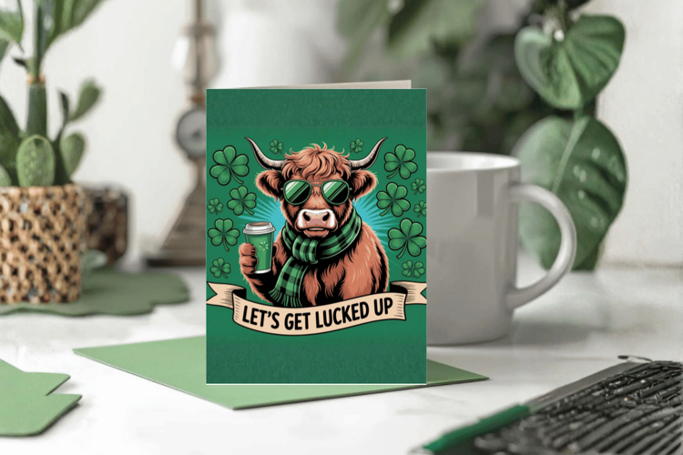 Let’s Get Lucked Up Greeting Card PNG Sublimation Design!