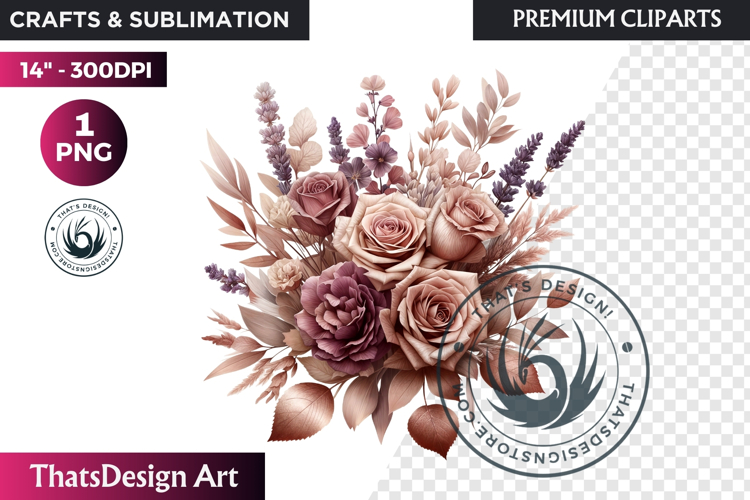 Ethereal Floral arrangements Clipart PNG Rose gold and blush