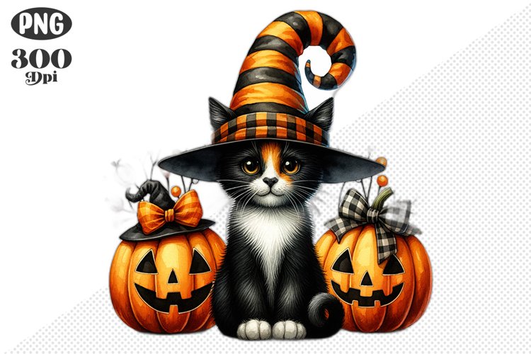 Halloween Cat And Pumpkin Sublimation - Clipart PNG Design