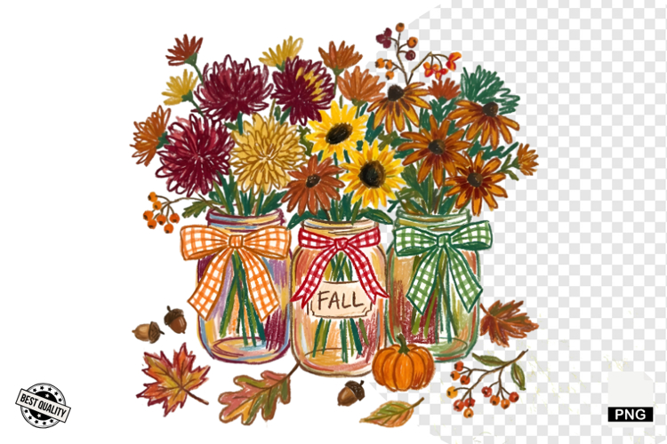 Autumn Mason Jars Clipart example image 1