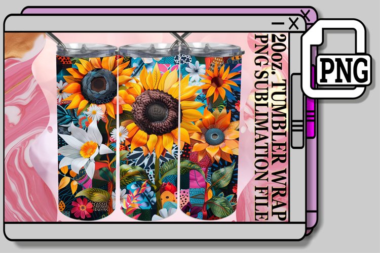 Vibrant Springtime Petals Pattern Sublimation Tumbler 20oz example image 1