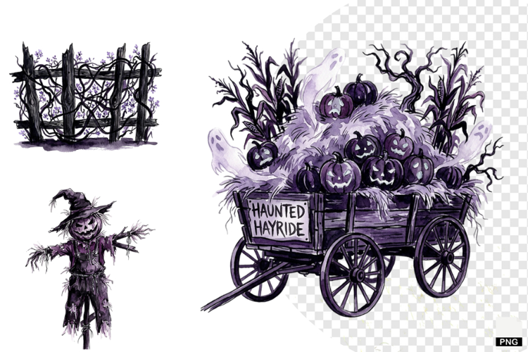 Halloween Haunted Cottage Clipart