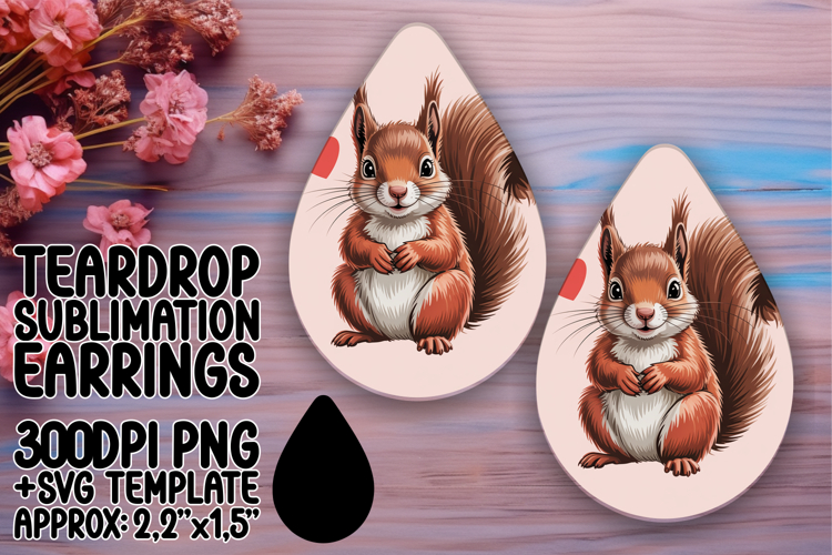 Vibrant Teardrop Earrings Design Template , Valenines Animal