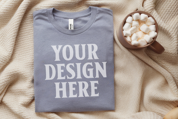 Christmas Bella Canvas 3001 Athletic Heather Folded Tshirt