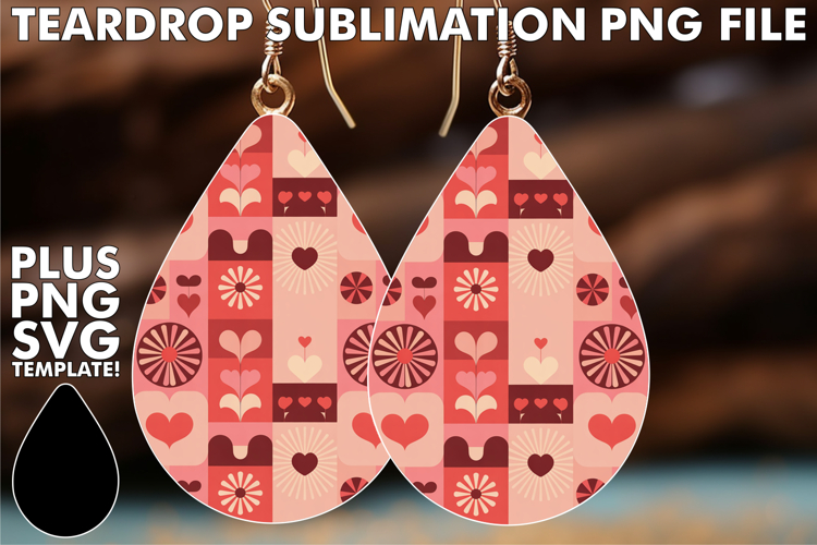 Timeless teardrop EARRINGS Design PNG, Valentines Pattern