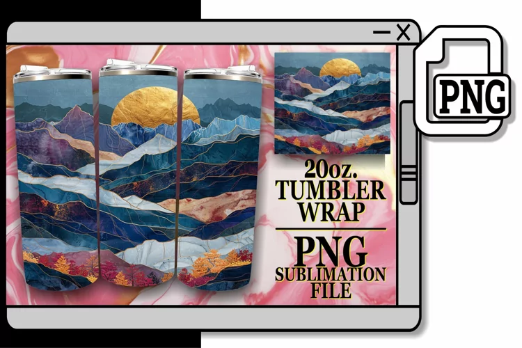 Luxe Landscape: Radiant Mosaic Tumbler Wrap 20oz