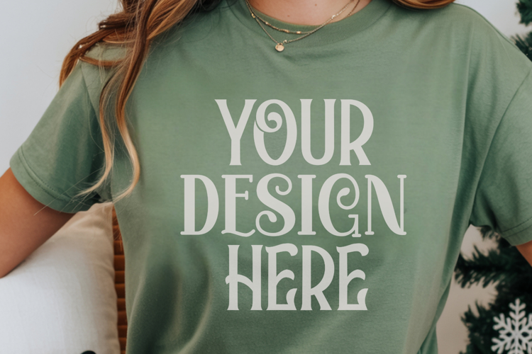 Moss Comfort Colors 1717 Christmas Mockup, CC 1717Comfort Co