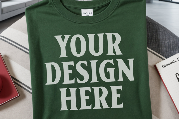 Christmas Comfort Colors 1717 Moss T-Shirt Mockup Real