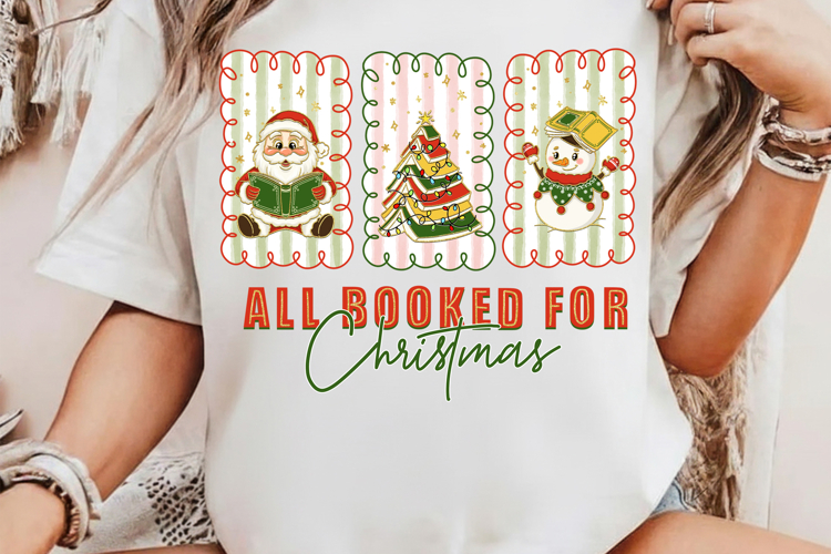 All Booked for Christmas Png, Christmas Books Png Book Lover