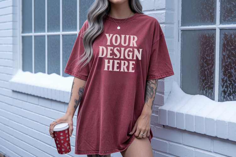 Crimson Christmas Comfort Colors 1717 TShirt Mockup,cc17