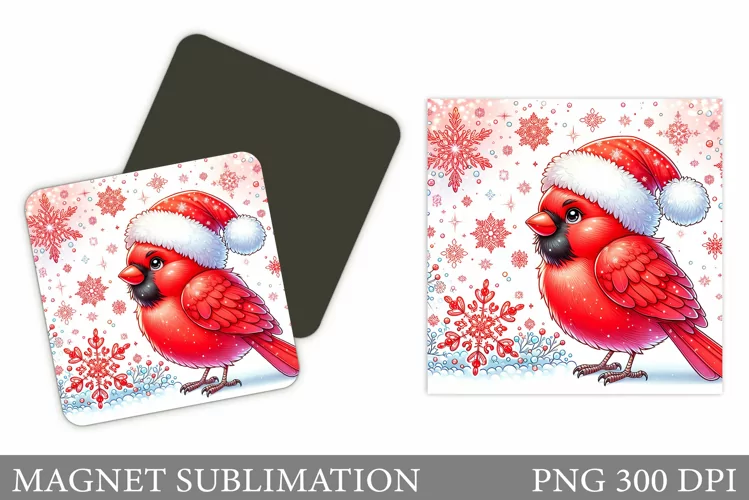 Cardinal Magnet Design. Christmas Magnet Sublimation