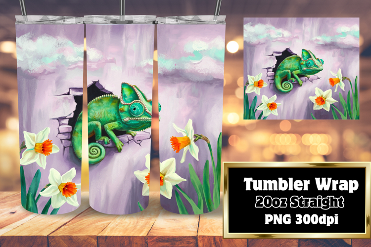 VIBRANT 20oz Tumbler Template for DIY , Animals In Wall example image 1