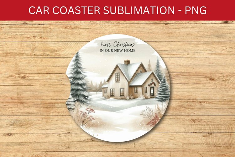 rounded car coaster - cottage house