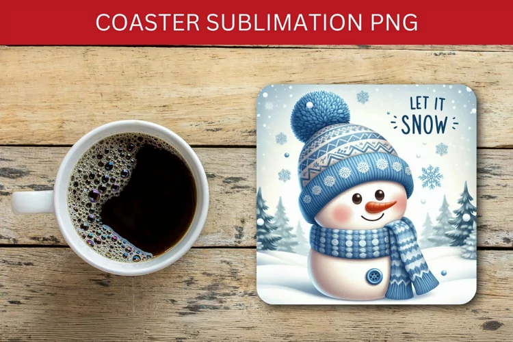 square coaster - snowman