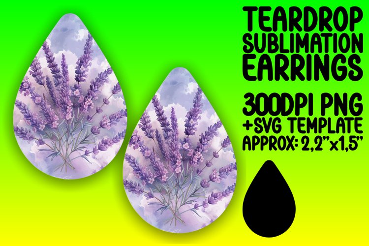 Sublimation Design - Colorful Teardrop Earrings example image 1