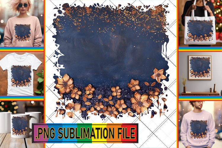 Chic Glitter & Sublimation Floral Fusion Designs PNG example image 1