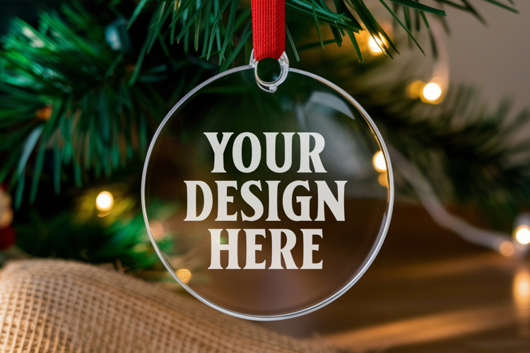 Acrylic Christmas Ornament Mockups | Clear Holiday Ornament