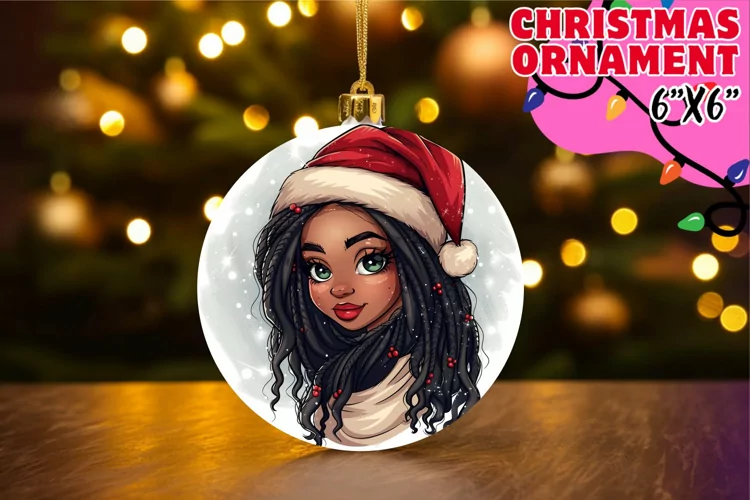 Whimsical Round Keychain Sublimation, Xmas Girl