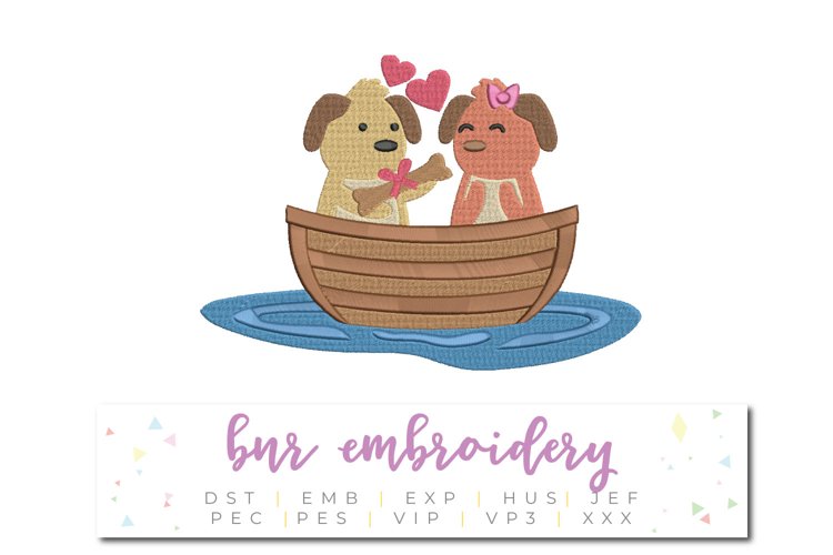 Dog Love Boat Machine Embroidery Design