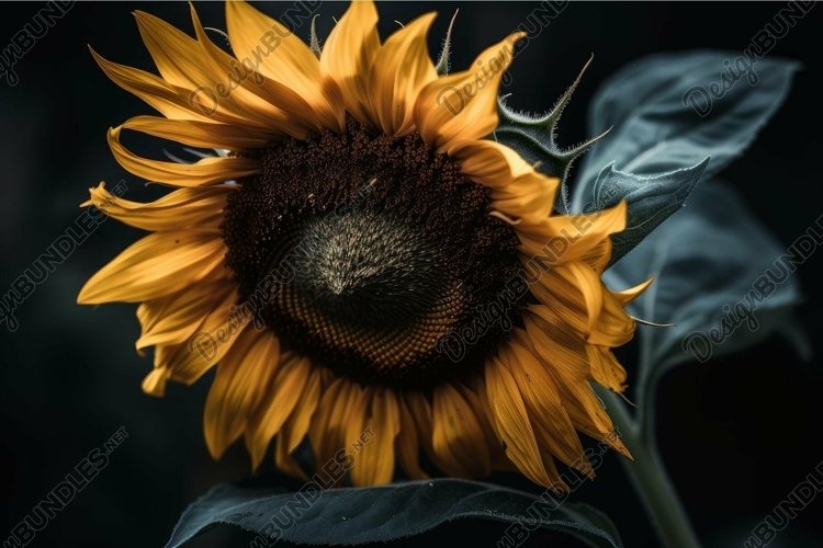 Majestic sunflower in dim light example image 1
