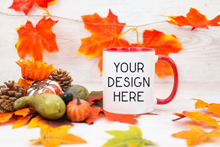 Mug Mockup 11 Oz Blank White Coffee Cup Red Handle