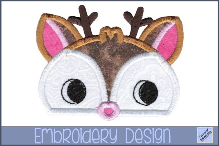 Boy Deer Animal Topper Applique Embroidery Design example image 1