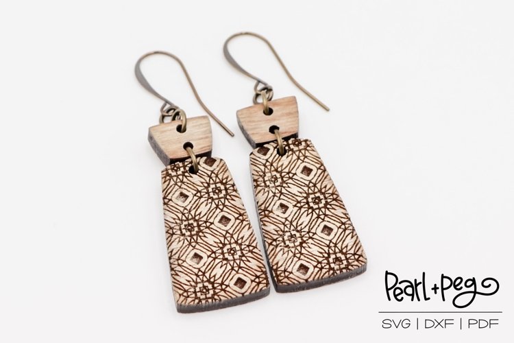 Skinny Circles Long 2 Part Laser Engraved Earring Download example image 1