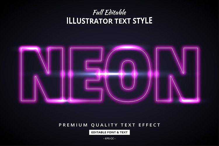 Glow Neon 3d Illustrator Text Style Effect example image 1