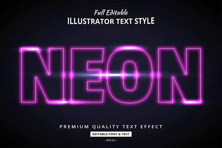 Glow Neon 3d Illustrator Text Style Effect