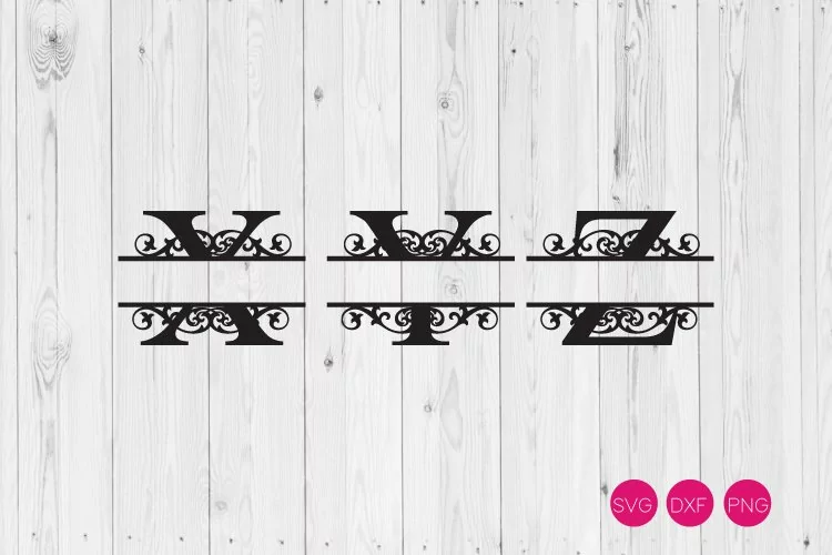 Split Monogram, Alphabet Letters A-Z SVG, DXF, PNG Cut File