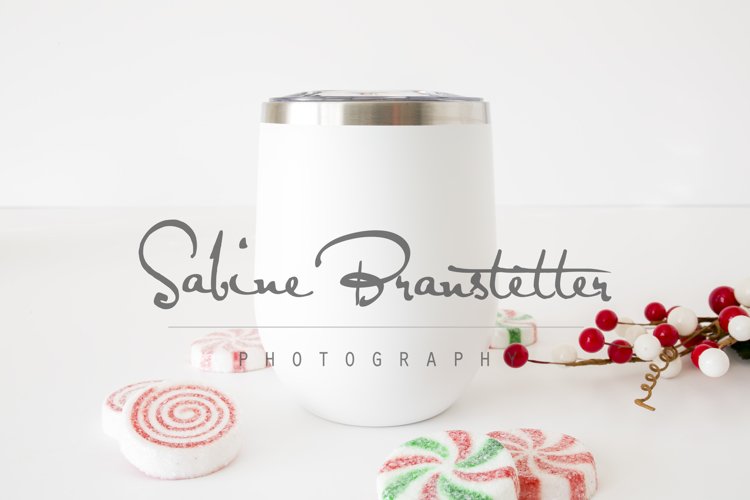 Styled Stock Photography White Wine Tumbler Christmas Mockup example image 1