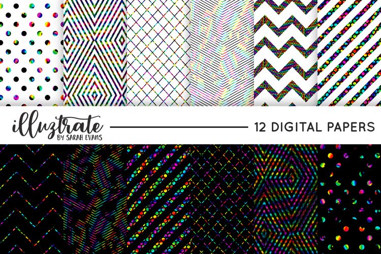 Metallic Rainbow Foil Patterns - Stylish Digital paper example image 1